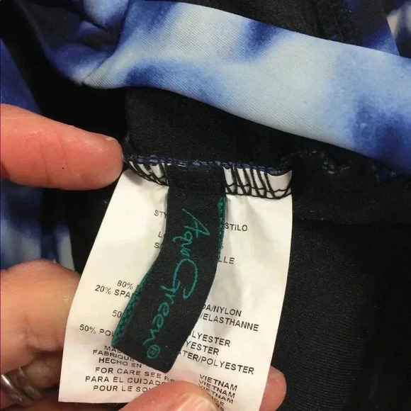 Aqua Green One Piece Tie Dye Swim Suit - Picture 4 of 6